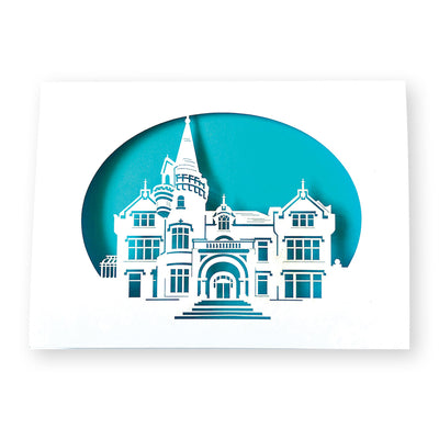ASI Mansion Cut-Out Notecard by Anniken Creative  available at American Swedish Institute.