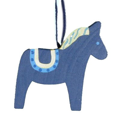 Blue Wood Dala Horse Ornament available at American Swedish Institute.