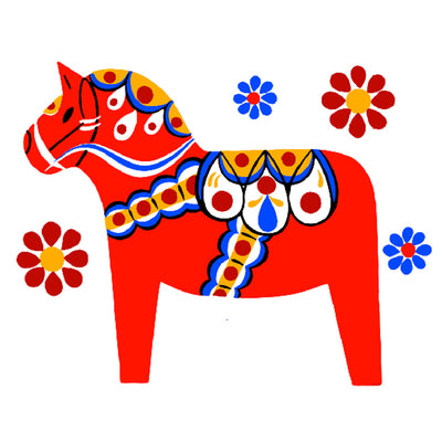 Square Dala Horse Magnet available at American Swedish Institute.