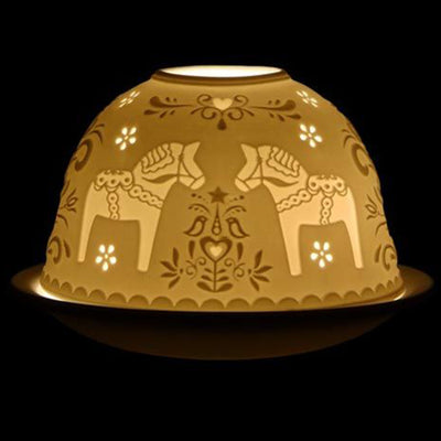 Ceramic Dala Horse Lantern available at American Swedish Institute.