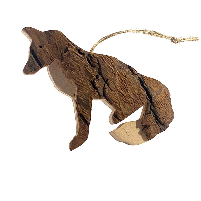Bark Sitting Fox Ornament available at American Swedish Institute.