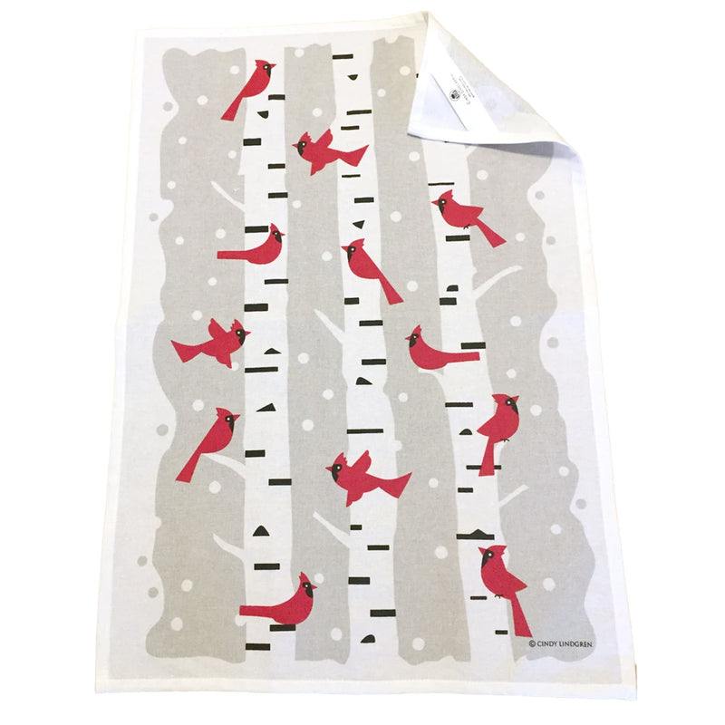 Winter Cardinals Tea Towel by Cindy Lindgren available at American Swedish Institute.