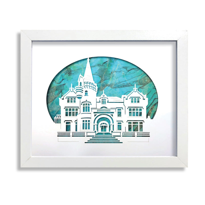 ASI Mansion Framed Hand-Marbled Cut-Out available exclusively at American Swedish Institute.