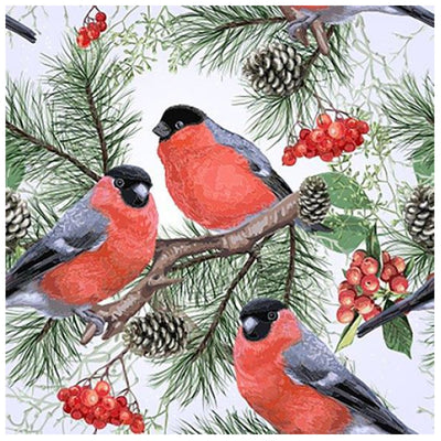 Bullfinch in Pine Tree Napkin available at American Swedish Institute.