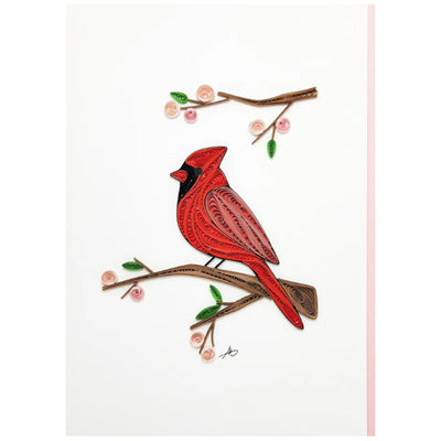 Iconic Quilling Cherry Blossom Cardinal Greeting Card available at American Swedish Institute.