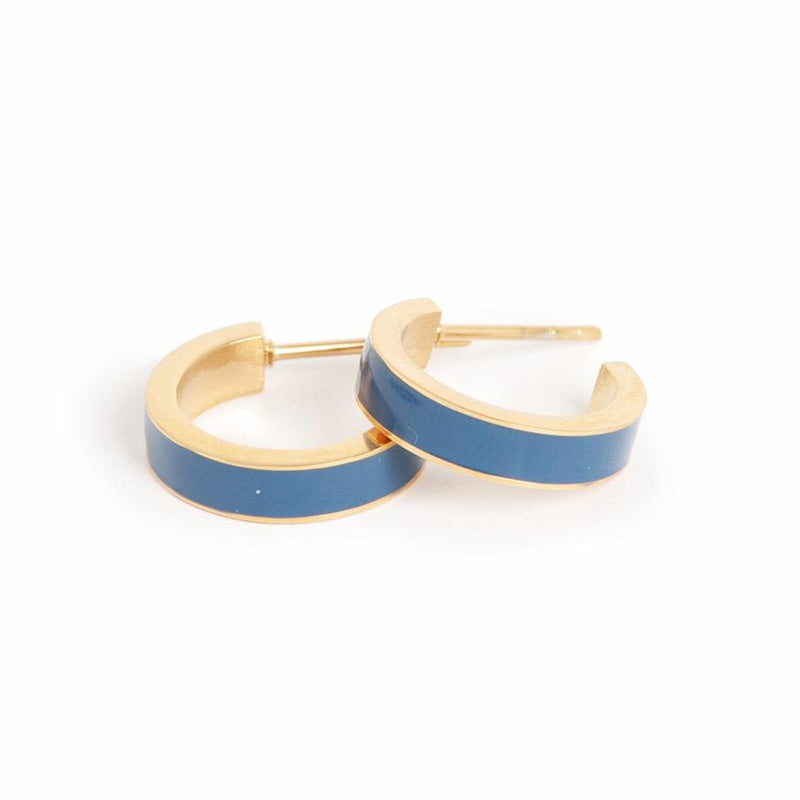 Blue Enamel Hoop Earrings - A&C Oslo available at American Swedish Institute.