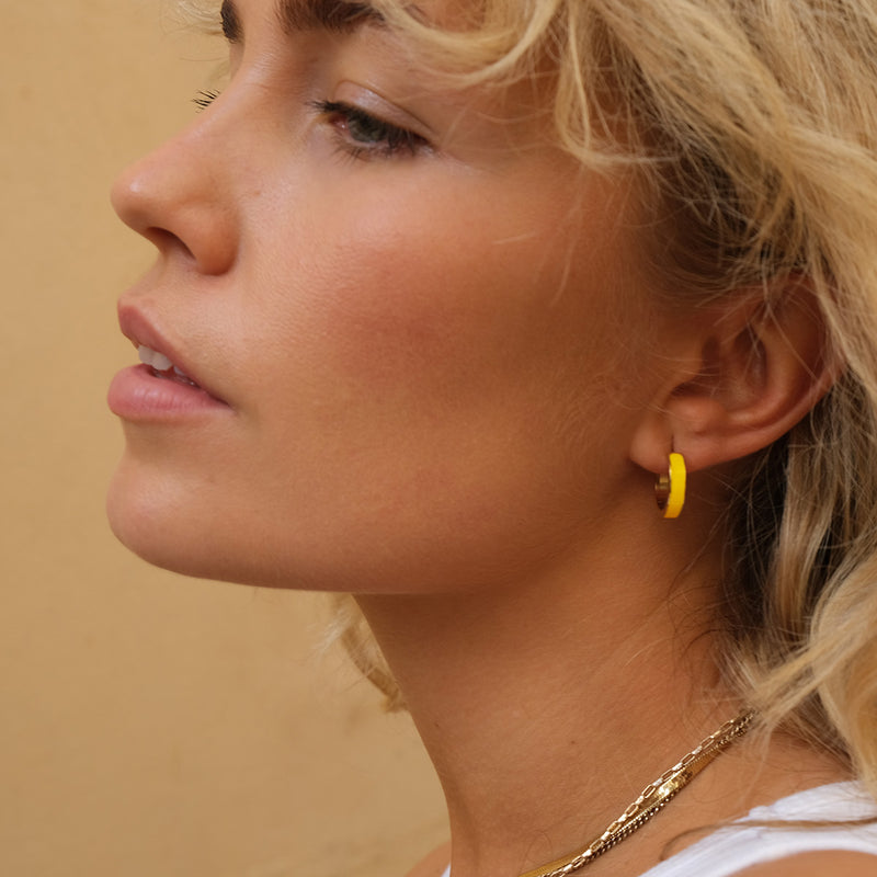 Yellow Enamel Hoop Earrings - A&C Oslo available at American Swedish Institute.
