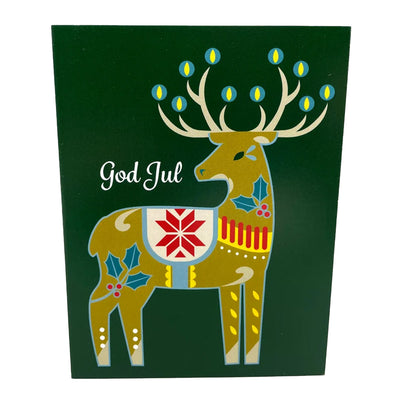 God Jul Reindeer Notecard by Cindy Lindgren available at American Swedish Institute.