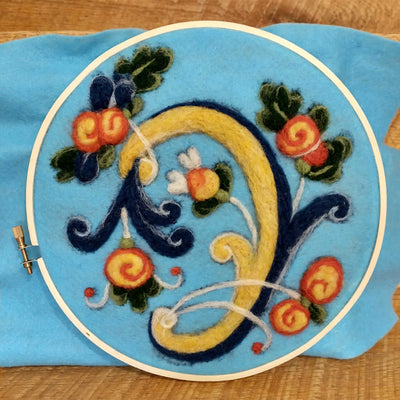 Inspired by Rosemaling Needle Felting Kit available at American Swedish Institute.