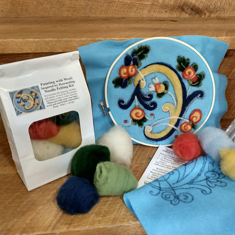 Inspired by Rosemaling Needle Felting Kit available at American Swedish Institute.