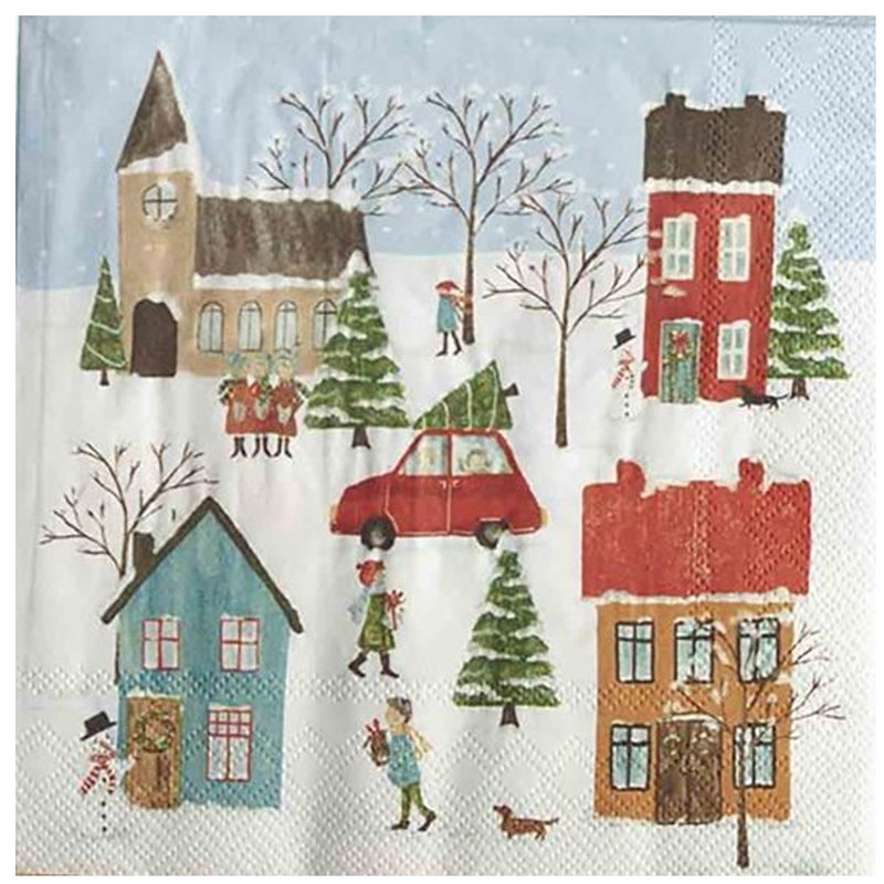 Winter Town Cocktail Napkins available at American Swedish Institute.