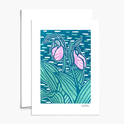 Lady Slippers Notecard by Nan Onkka available at American Swedish Institute.