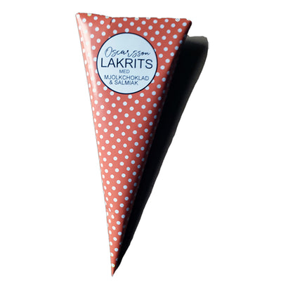 Lakritsbolaget Milk Chocolate Salmiak Licorice Cone available at American Swedish Institute.