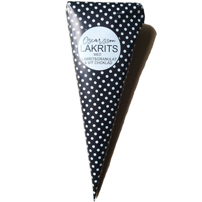  Lakritsbolaget White Chocolate and Sea Salt Licorice Cone available at American Swedish Institute.