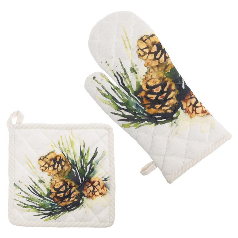 White Spruce Pot Holder and Oven Mitt Set available at American Swedish Institute.