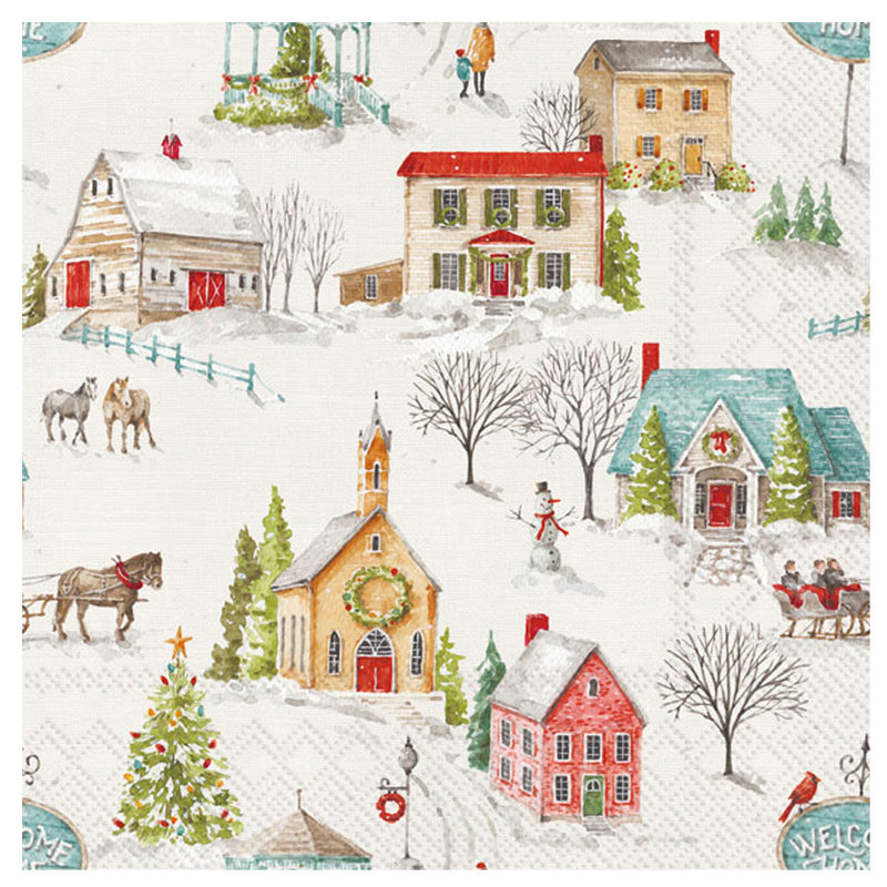 Snowy Village Lunch Napkins available at American Swedish Institute.