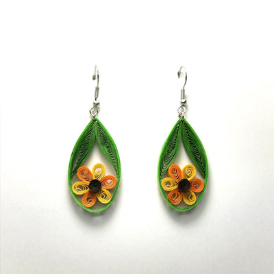 Iconic Quilling Sunflower Earrings available at American Swedish Institute.