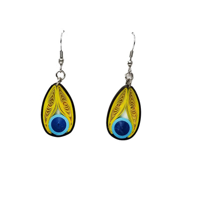 Peacock Feather Earrings by Iconic Quilling available at American Swedish Institute.