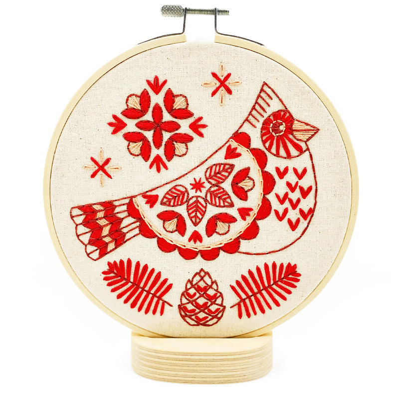 Nordic Folk Cardinal Embroidery Kit available at American Swedish Institute.