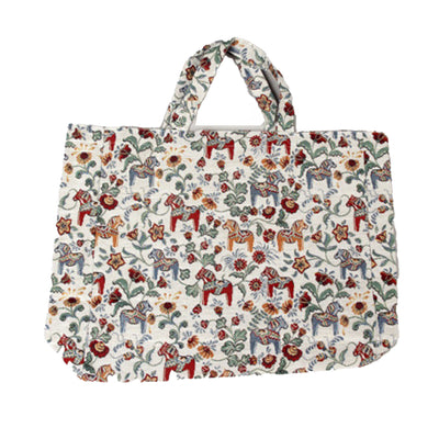 Leksand Dala Horse Jacquard Tote available at American Swedish Institute.