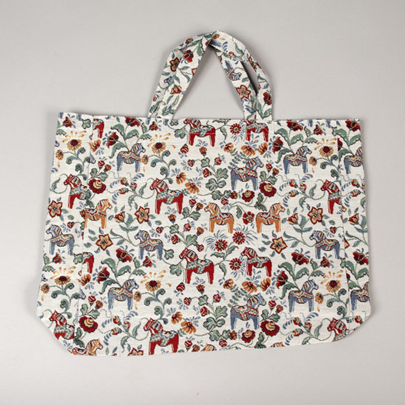 Leksand Dala Horse Jacquard Tote available at American Swedish Institute.