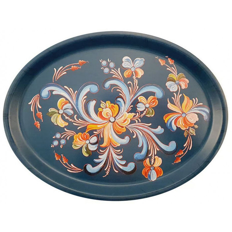 Grannas Blue Nordic Rose Oval Tray available at American Swedish Institute.