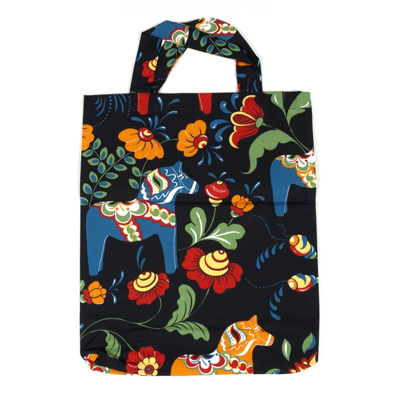 Black Leksand Dala Horse Tote Bag available at American Swedish Institute.