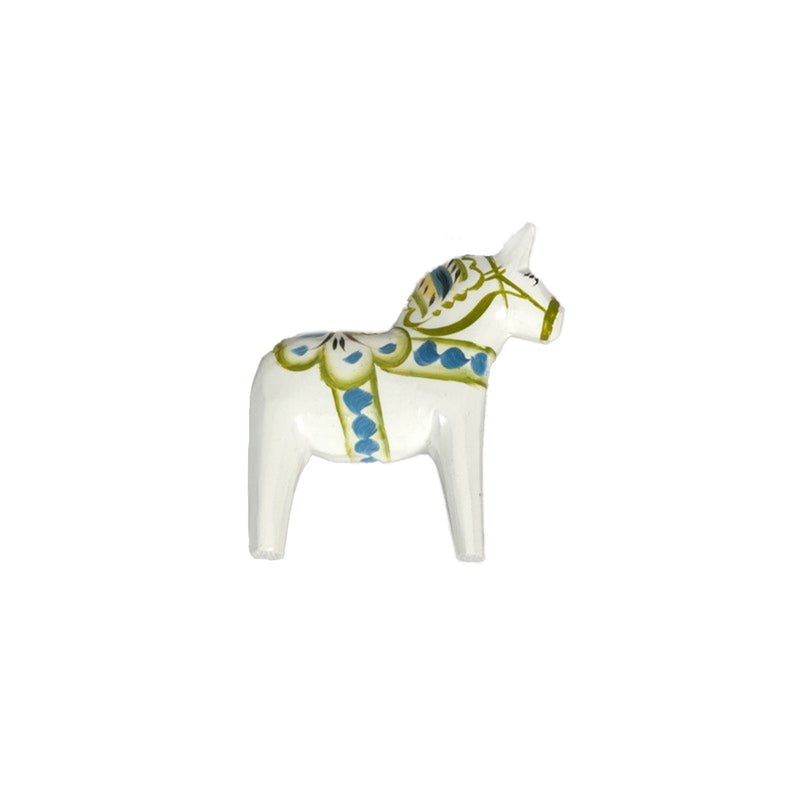 White Dala Horse Magnet available at American Swedish Institute.