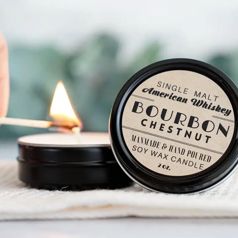 Bourbon Candle Travel Tin available at American Swedish Institute.