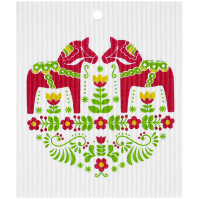 Dala Horse Pair Heart Dishcloth available at American Swedish Institute.