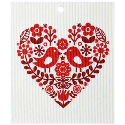 Bird Pair Heart Dishcloth available at American Swedish Institute.