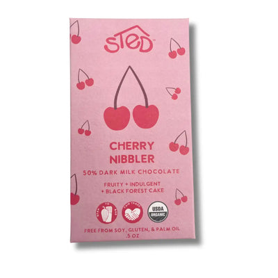 Sted Mini Cherry Nibbler Chocolate Bar available at American Swedish Institute.