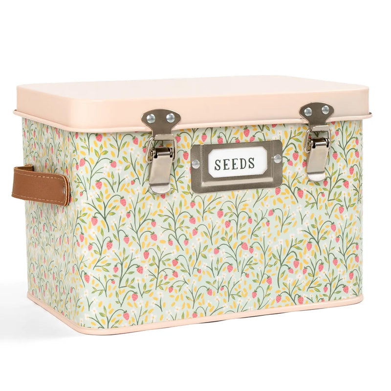 Strawberry Meadow Tin Seed Storage Box available at American Swedish Institute.