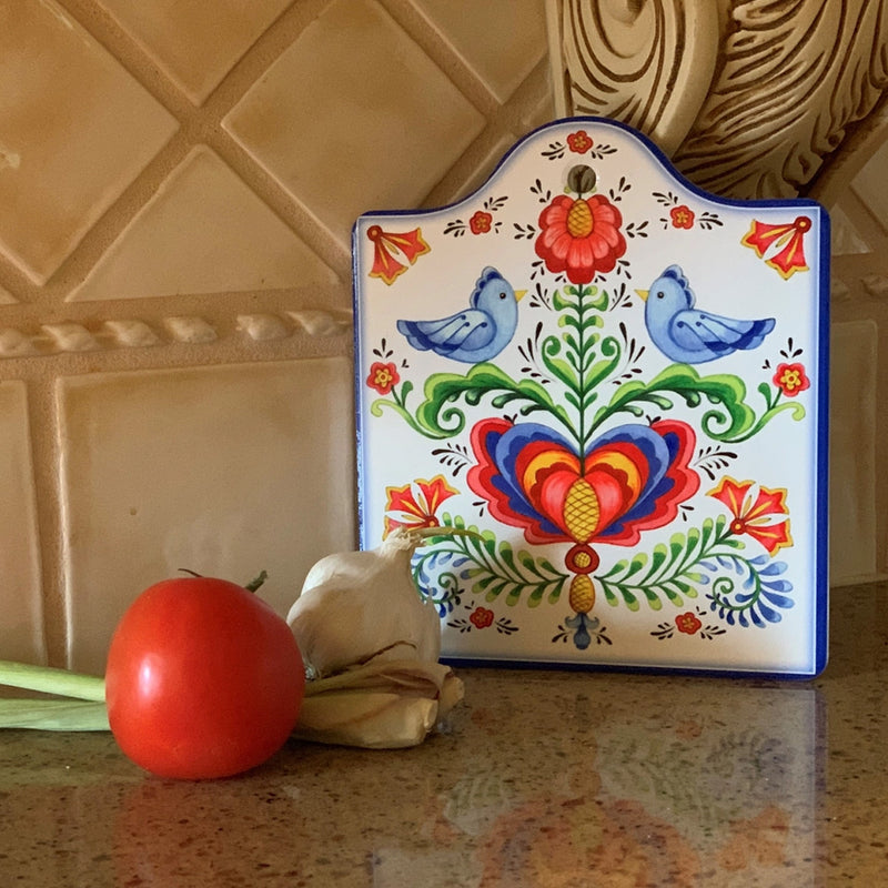 Swedish Lovebirds Decorative Cheeseboard available at American Swedish Institute.