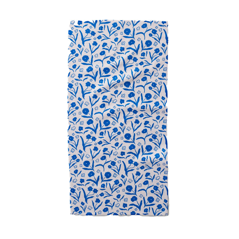 Blooming Blue Floral Tea Towel by Geometry available at American Swedish Institute.