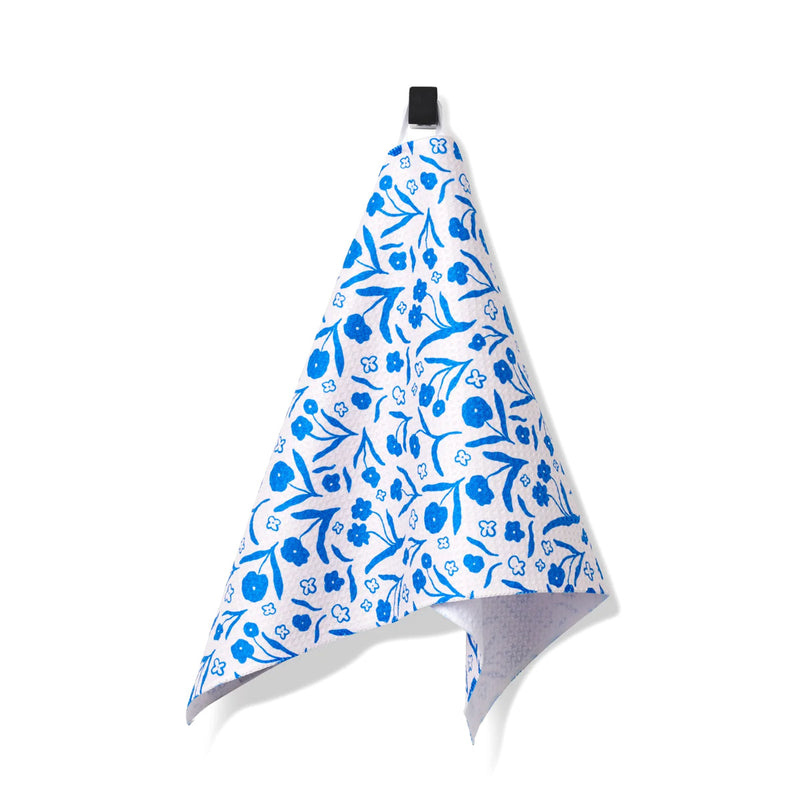 Blooming Blue Floral Tea Towel by Geometry available at American Swedish Institute.