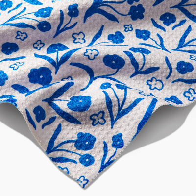 Blooming Blue Floral Tea Towel by Geometry available at American Swedish Institute.