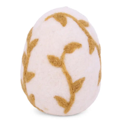 Wool Egg with Ochre Leaves Decoration by Gry & Sif available at American Swedish Institute.