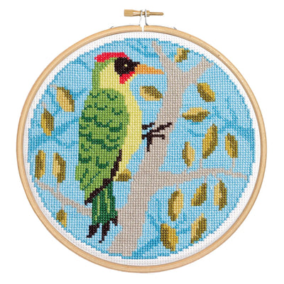 Green Woodpecker Cross Stitch Kit available at American Swedish Institute.