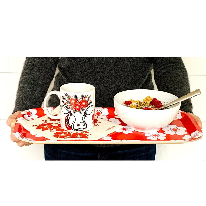 Red & White Flowers Tray available at American Swedish Institute.