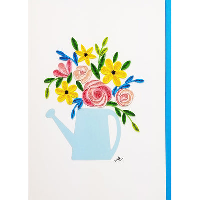 Iconic Quilling Flowers in Watering Can Notecard available at American Swedish Institute.
