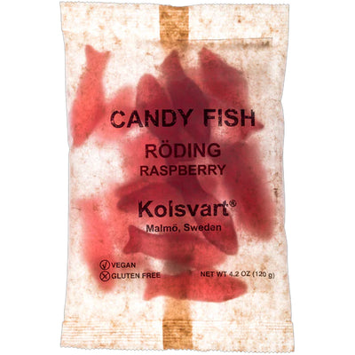 Kolsvart Röding Raspberry Gummy Candy available at American Swedish Institute.