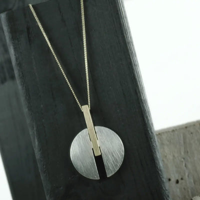 Dansk Copenhagen Adjustable Silver Gold Half Circles Necklace available at American Swedish Institute.