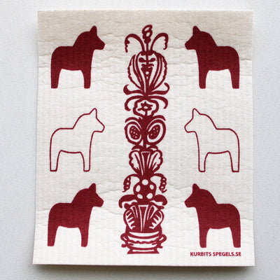 Red Dala Horse Kurbits Dishcloth available at American Swedish Institute.