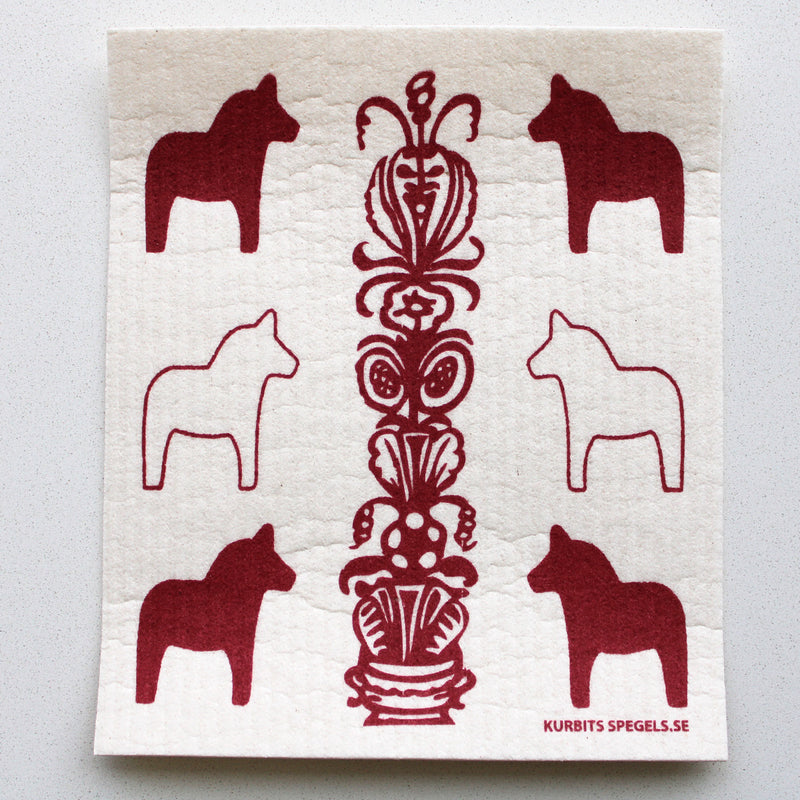 Red Dala Horse Kurbits Dishcloth available at American Swedish Institute.