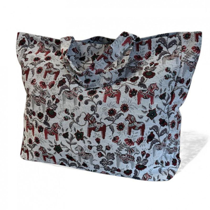 Grannas Jacquard Leksand Dala Horse Mini Tote Bag available at American Swedish Institute.