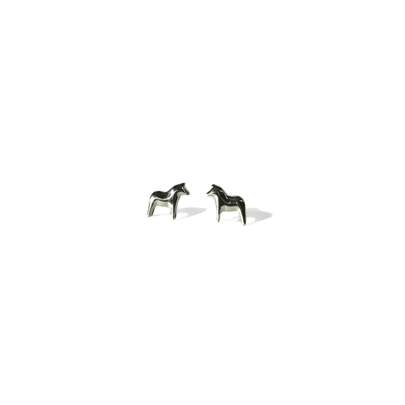 Silver Mini Dala Horse Earrings available at American Swedish Institute.