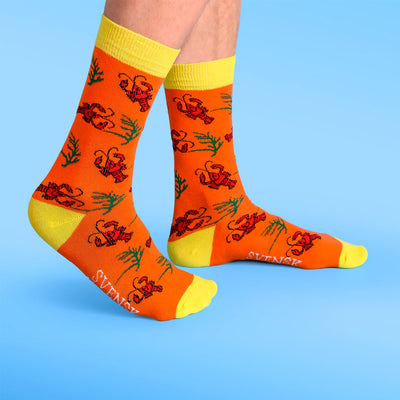 Crayfish (kräftor) Socks available at American Swedish Institute.