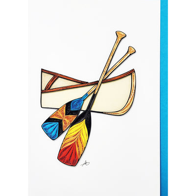 Iconic Quilling Canoe Paddle Notecard available at American Swedish Institute.
