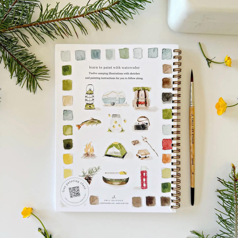 Emily Lex Camping Watercolor Workbook available at American Swedish Institute.